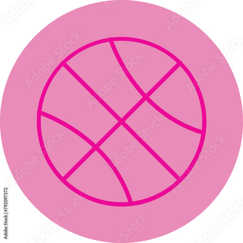 Basketball Pink Line Circle Icon