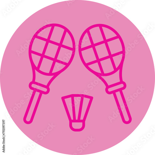 Badminton Pink Line Circle Icon