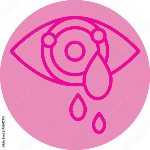 Crying Eyes Pink Line Circle Icon