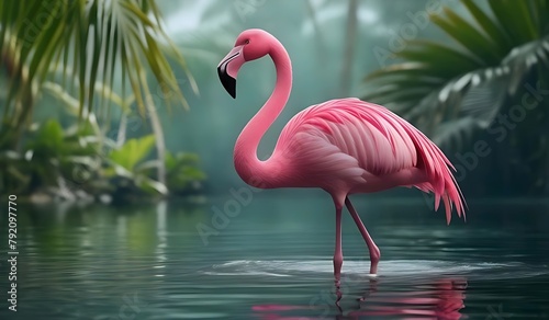 pink flamingo in water