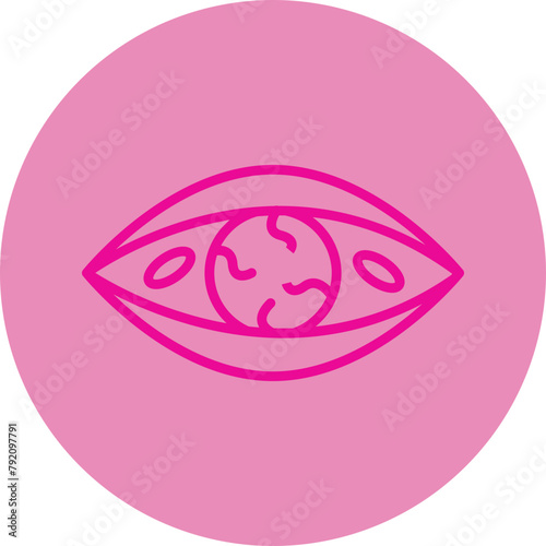 Eye Infection Pink Line Circle Icon