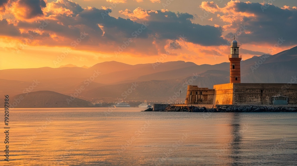 Lighthouse over the harbour of Chania.
Lighthouse over the harbour of Chania.