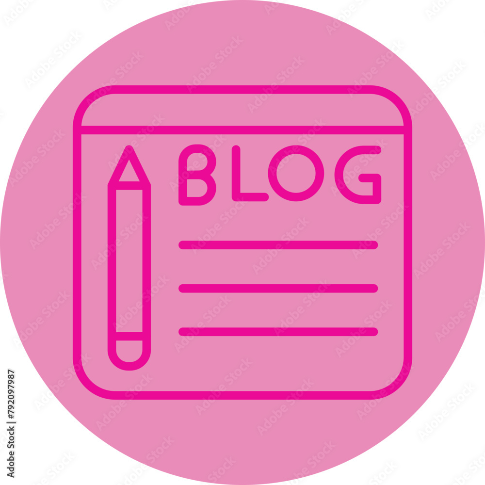 Blogging Pink Line Circle Icon Blogging Pink Line Circle Icon