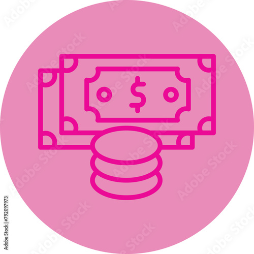 Income Pink Line Circle Icon