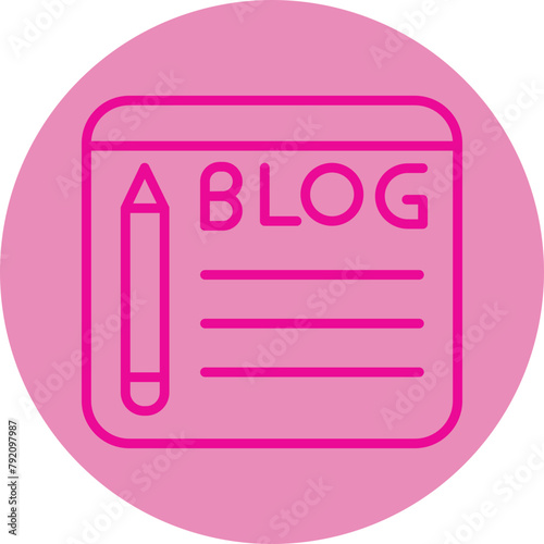 Blogging Pink Line Circle Icon
