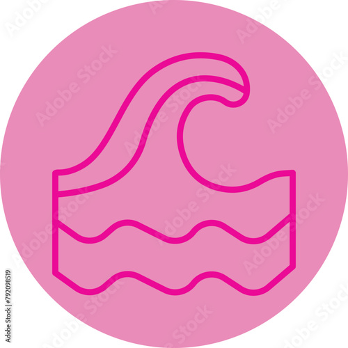 Ocean Pink Line Circle Icon