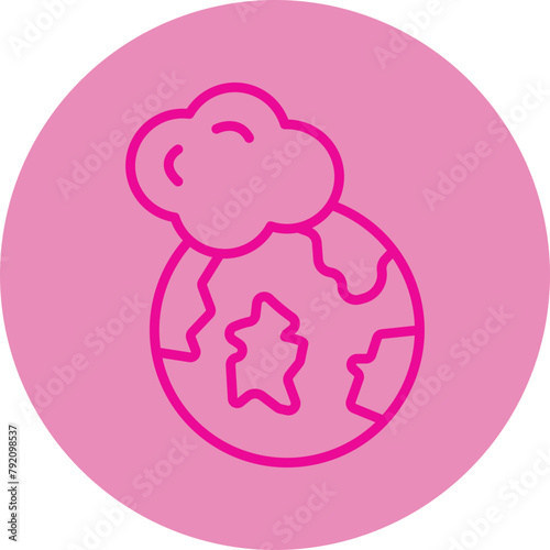 Earth Pink Line Circle Icon