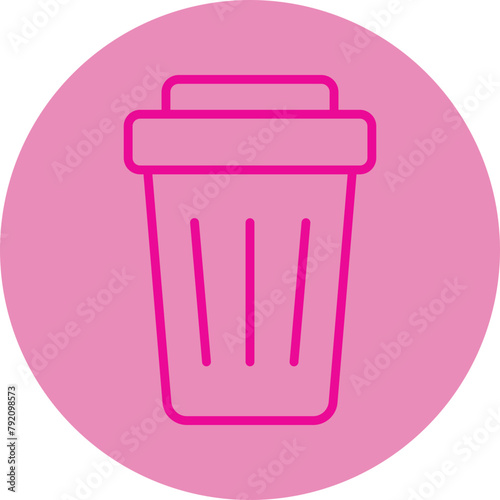 Trash Pink Line Circle Icon
