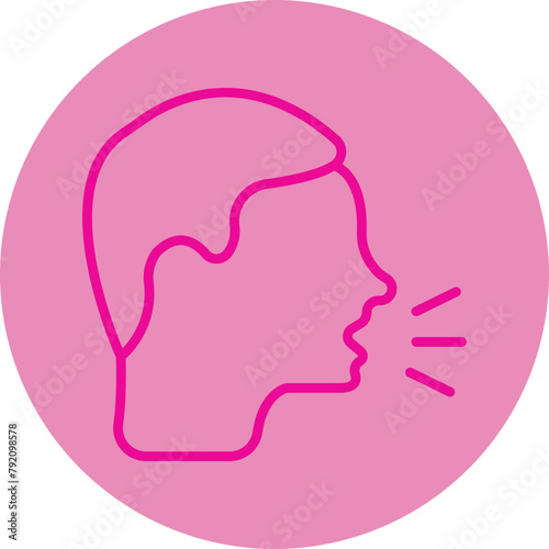Cough Pink Line Circle Icon