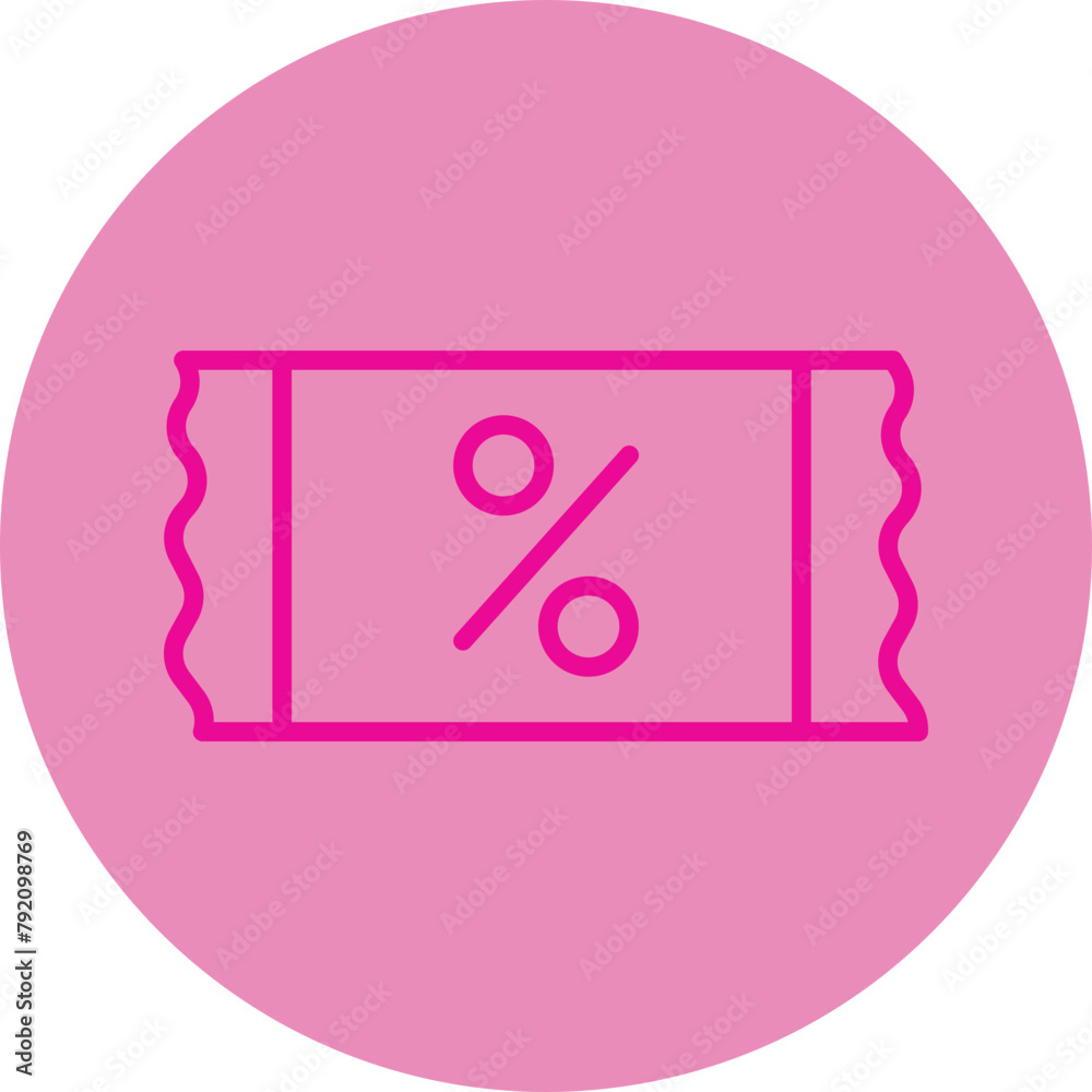 Discount Coupon Pink Line Circle Icon