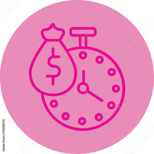 Payment Time Pink Line Circle Icon