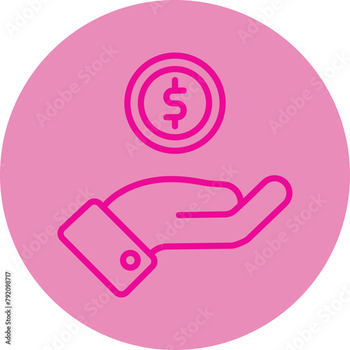 Loan Pink Line Circle Icon
