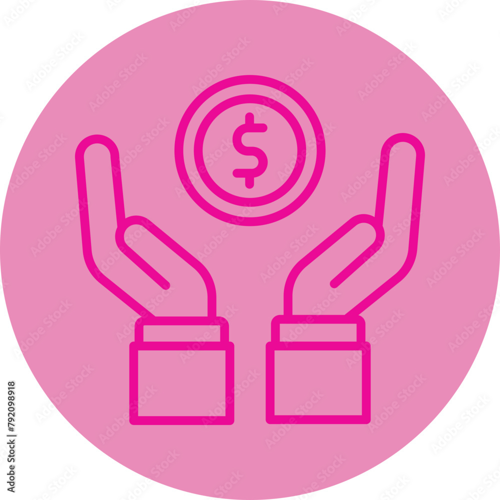 Fundraise Pink Line Circle Icon Fundraise Pink Line Circle Icon