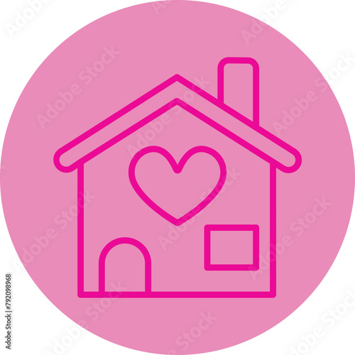 Shelter Pink Line Circle Icon