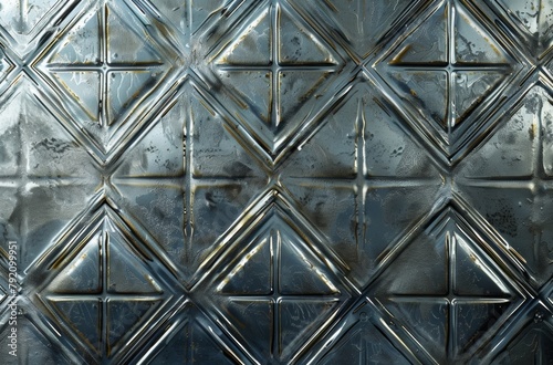 Metallic geometric pattern with hints of patina  perfect for conveying a sense of age in a modern context.