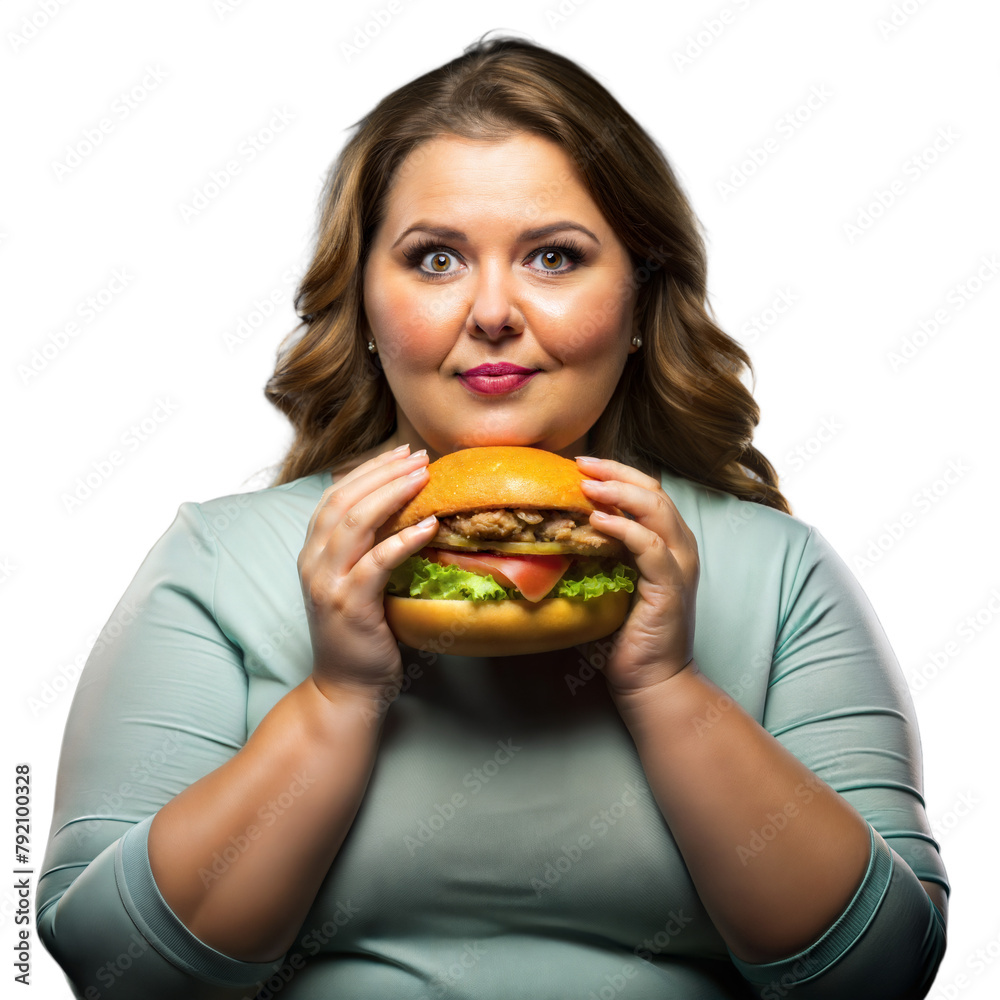 Woman enjoying a delicious burger with anticipation Woman enjoying a delicious burger with anticipation