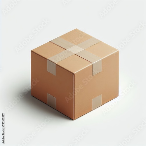 Closed cardboard box with Adhesive isolated on a white background