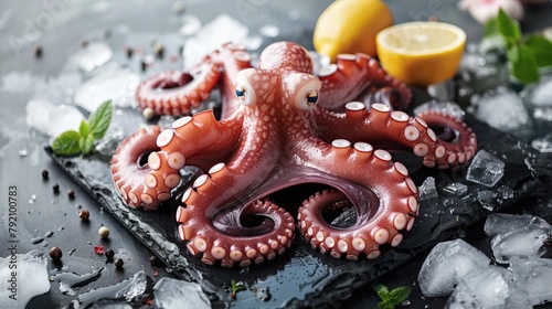 Picture of frozen octopus in square shape.