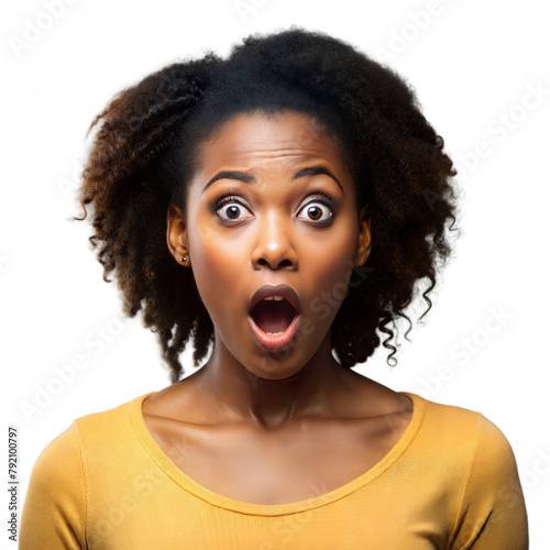 Surprised young woman in yellow top, expressing shock