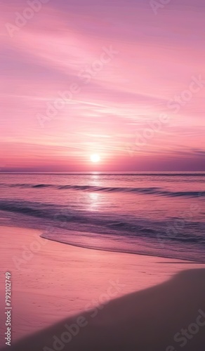 pink background with a sunset theme at sea