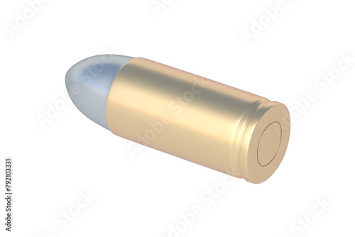 Pistol bullet isolated on white background. 3d render