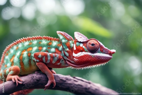 'months furcifer 18 pardalis chameleon ambilobe animal approaching arboreal camouflage colours coloured colourful conservation dragon endangered eye green iguana insectivore isolated on white lizzard' photo