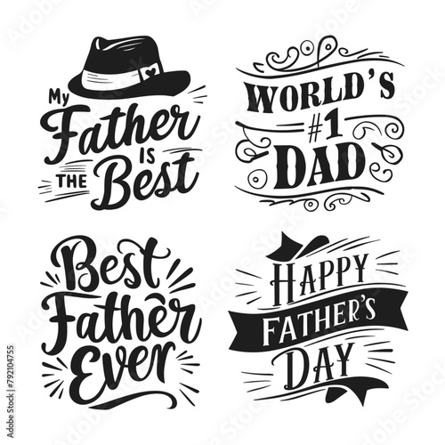 Fathers Day 2024, father Day stickers, EMBLEMS, BADGES pack Vector illustration