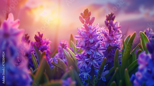 purple Easter flowers in spring photo