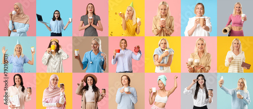 Collage of women with cups ...