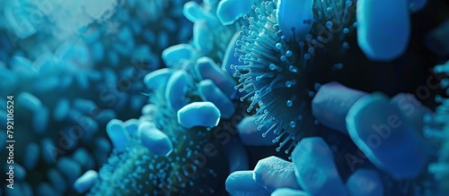3d microscopic blue bacteria. © Fana Art