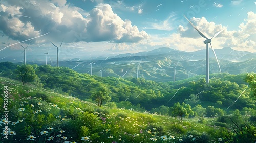Clean Energy: Wind Turbines in a Peaceful Setting