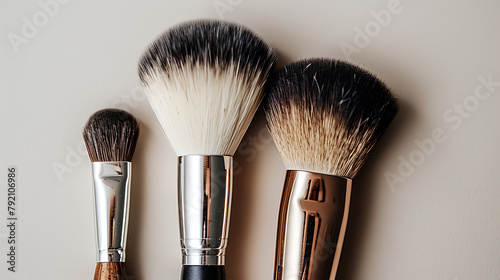  Makeup brushes on a neutral background