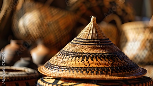 The traditional Basotho grass-works made hat, called 