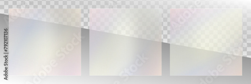 Acrylic ribbed glass effect png. Vector rectangular frame for transparent plexiglass plate. Glossy pattern of vertical wavy lines. Plastic glowing striped texture of frosted crystal shine panel.