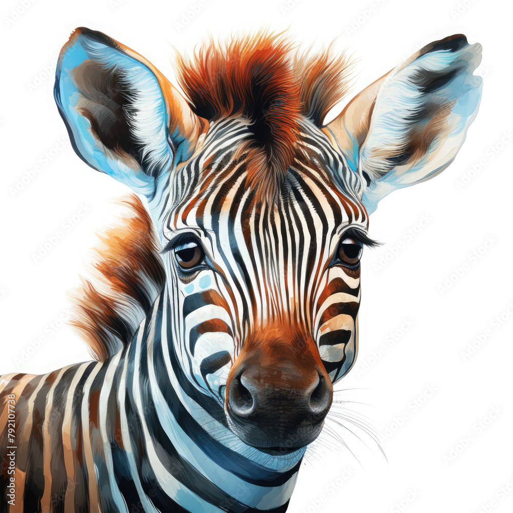 Watercolor Zebra, clipart Illustration, Generative Ai Watercolor Zebra, clipart Illustration, Generative Ai