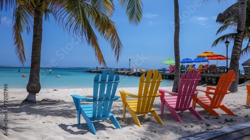 Typical colored chairs in Palm Beach  Aruba.   