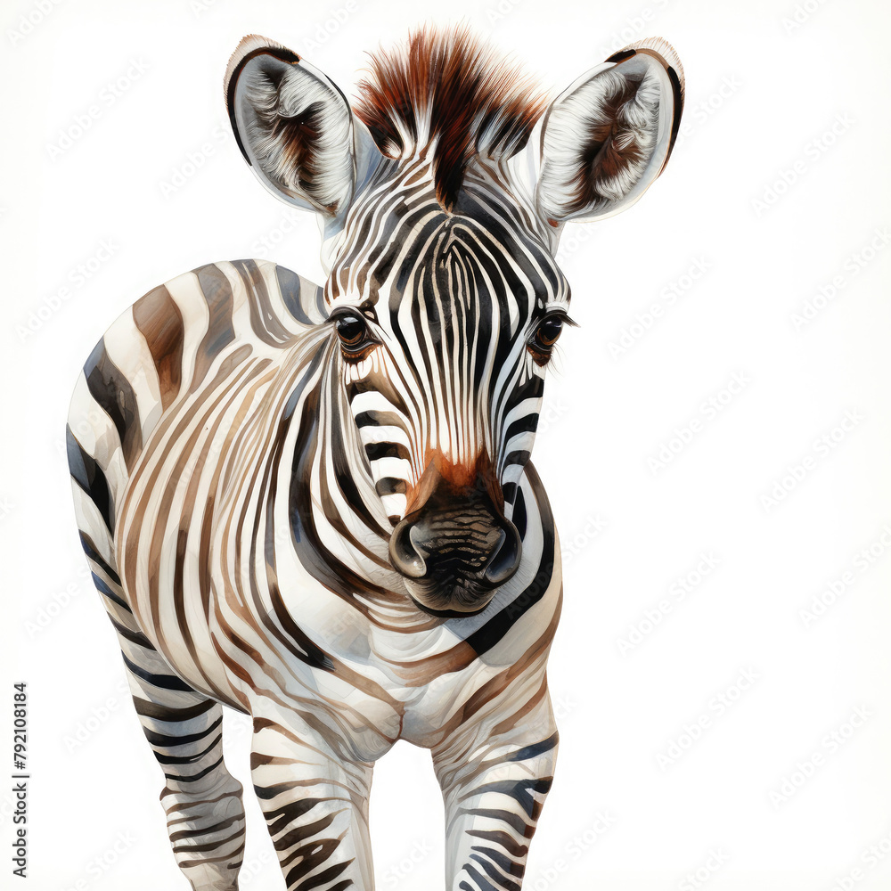 Watercolor Zebra, clipart Illustration, Generative Ai Watercolor Zebra, clipart Illustration, Generative Ai