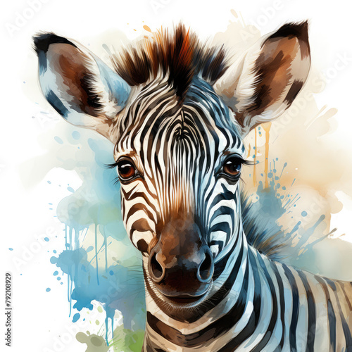 Watercolor Zebra  clipart Illustration  Generative Ai