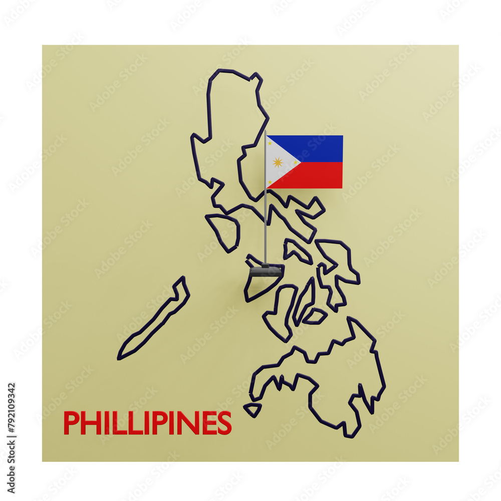 3 D illustration of Phillipines country map icon