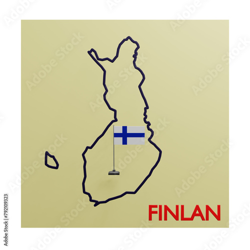 3 D illustration of finlan country map icon photo