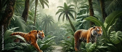 Tropical Jungle Background for Interior Design photo