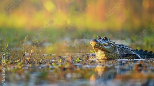 crocodile inside a lake in its habitat