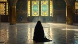 An muslim woman is praying In holy shrine of imam ali in Najaf.

