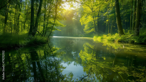 Serene Beauty of Forest Lake