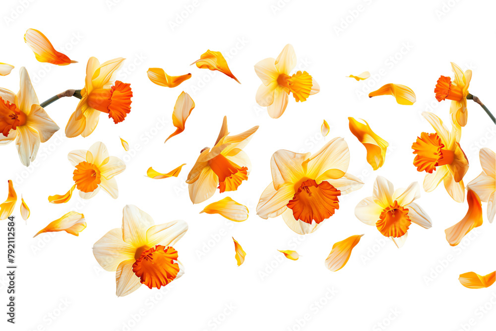 Autumn petals flowers Set Against transparent Background