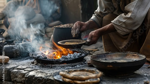 A worker is busy making BIDI at his workplace in old city area of Karachi. Bidi is a traditional form of smoking that prevailed in countries of the Southeast Asian region. Close-up shot.