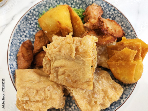 Variety of yong tau fu or stuffed tofu in Malaysia