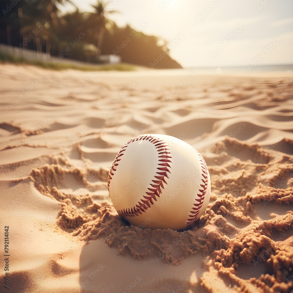 Baseball on sandy beach Baseball on sandy beach