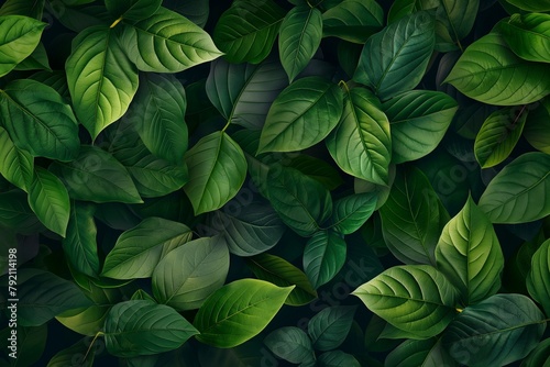 Green leaves seamless pattern background, leaves background  © MH