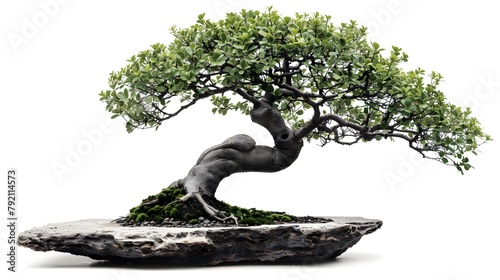 Bonsai tree against isolated on white background. 